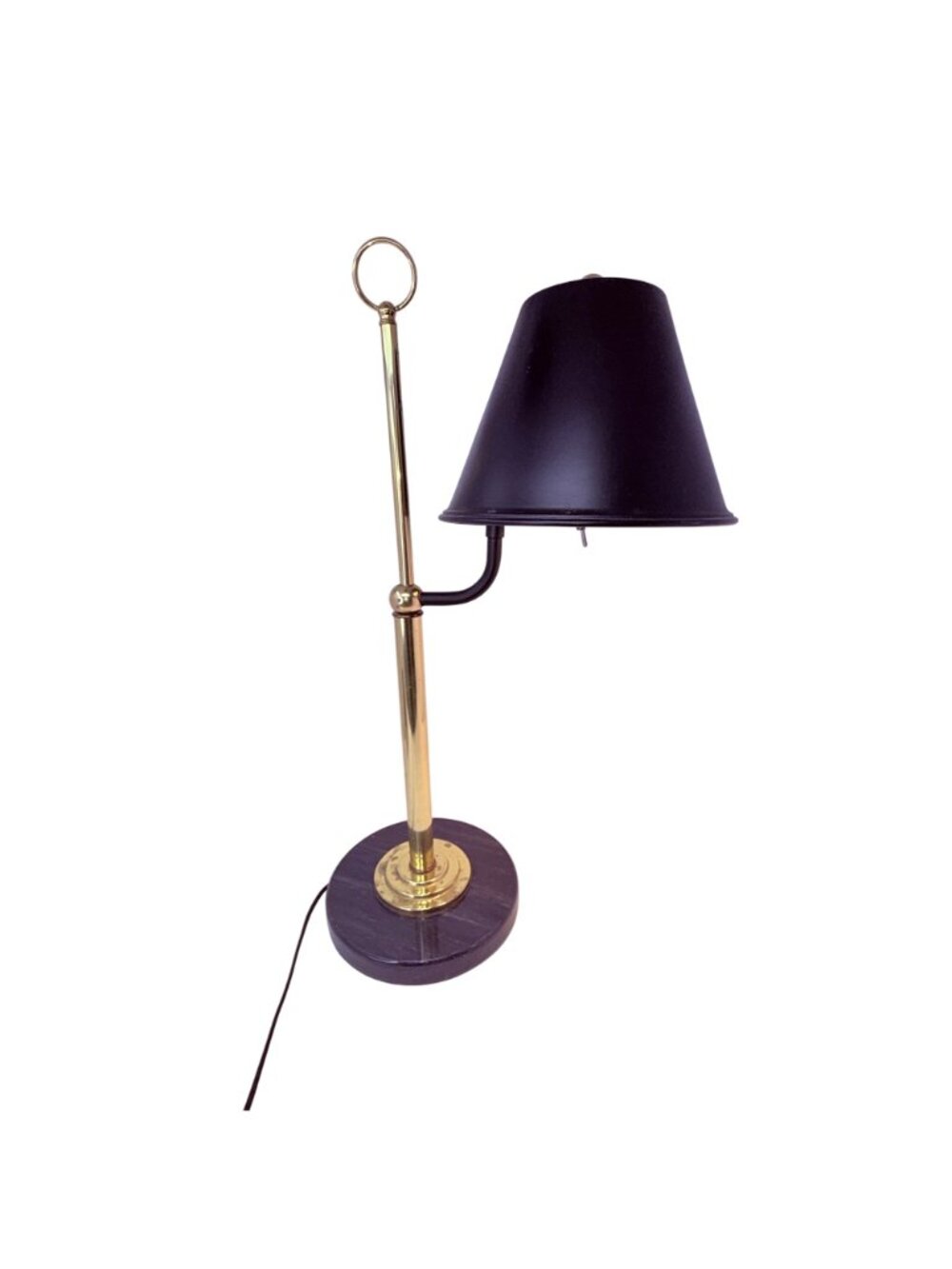 Vintage Brass Desk Lamp with Black Metal Shade and Heavy Round Marble Base - Picture 14 of 14